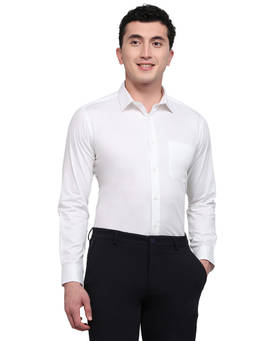 Park Avenue - White Pure Cotton Full Sleeves Pure Cotton Slim Fit Solid Shirt