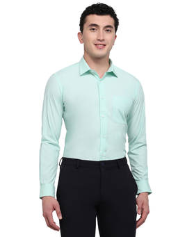 Park Avenue - Green Pure Cotton Full Sleeves Pure Cotton Slim Fit Solid Shirt