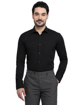 Park Avenue - Black Pure Cotton Full Sleeves Pure Cotton Slim Fit Solid Shirt