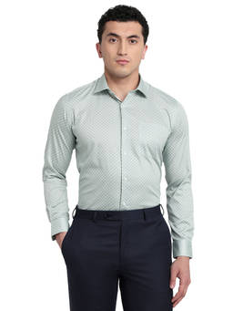 Park Avenue - Green Pure Cotton Full Sleeves Pure Cotton Slim Fit Printed Shirt