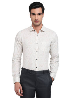 Raymond - White Pure Cotton Full Sleeves Pure Cotton Slim Fit Printed Shirt