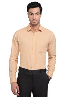 Raymond - Orange Pure Cotton Full Sleeves Pure Cotton Slim Fit Solid Shirt