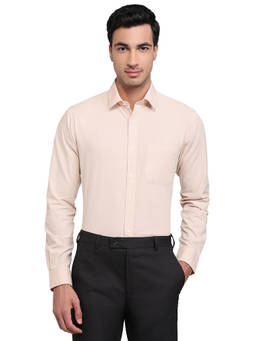 Raymond - Peach Pure Cotton Full Sleeves Pure Cotton Slim Fit Solid Shirt