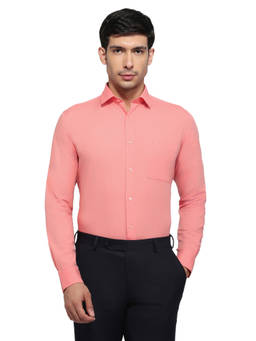 Raymond - Coral Pure Cotton Full Sleeves Pure Cotton Slim Fit Solid Shirt