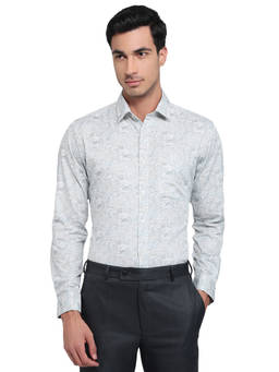 Raymond - White Pure Cotton Full Sleeves Pure Cotton Slim Fit Printed Shirt
