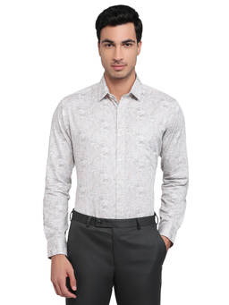 Raymond - White Pure Cotton Full Sleeves Pure Cotton Slim Fit Printed Shirt