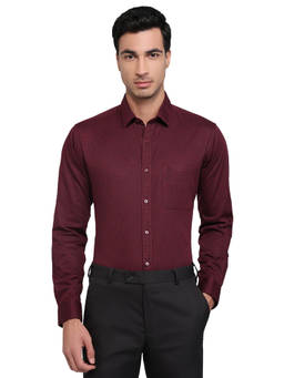 Raymond - Maroon Pure Cotton Full Sleeves Pure Cotton Slim Fit Printed Shirt
