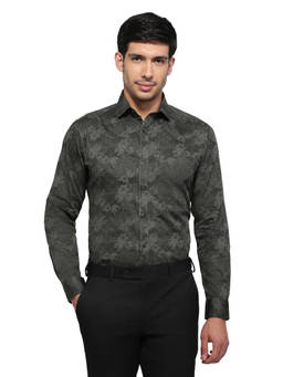 Raymond - Green Pure Cotton Full Sleeves Pure Cotton Slim Fit Floral Shirt