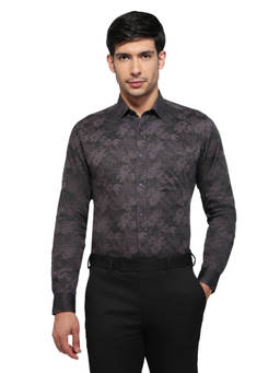 Raymond - Black Pure Cotton Full Sleeves Pure Cotton Slim Fit Floral Shirt