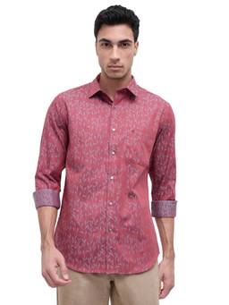 Raymond - Maroon Pure Cotton Full Sleeves Pure Cotton Slim Fit Printed Shirt