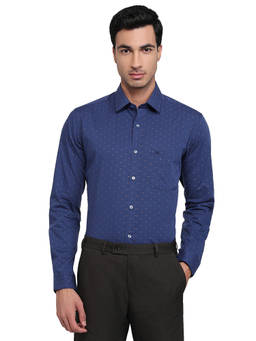 Raymond - Blue Pure Cotton Full Sleeves Pure Cotton Slim Fit Printed Shirt