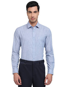 Raymond - Blue Pure Cotton Full Sleeves Pure Cotton Slim Fit Printed Shirt