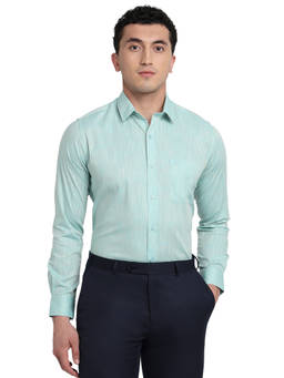 Raymond - Blue Pure Cotton Full Sleeves Pure Cotton Slim Fit Solid Shirt