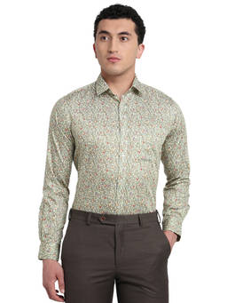Raymond - Green Pure Cotton Full Sleeves Pure Cotton Slim Fit Printed Shirt