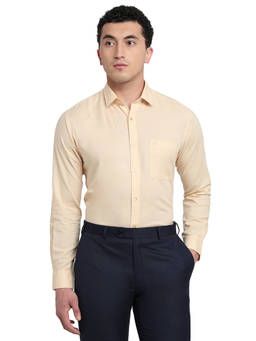 Raymond - Brown Cotton Linen Full Sleeves Cotton Linen Slim Fit Solid Shirt