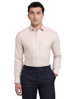 Raymond - Beige Pure Cotton Full Sleeves Pure Cotton Slim Fit Solid Shirt