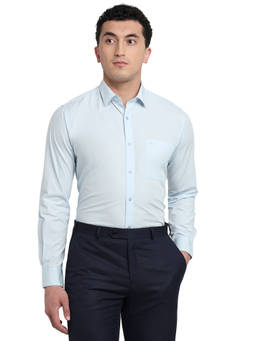 Raymond - Blue Pure Cotton Full Sleeves Pure Cotton Slim Fit Solid Shirt