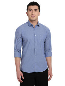 Raymond - Blue Pure Cotton Full Sleeves Pure Cotton Slim Fit Solid Shirt