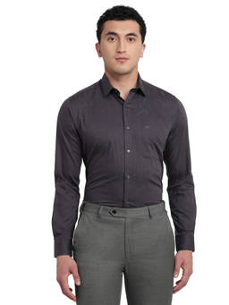 Raymond - Grey Pure Cotton Full Sleeves Pure Cotton Slim Fit Solid Shirt