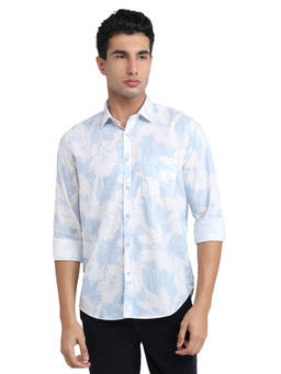 Raymond - Blue Pure Cotton Full Sleeves Pure Cotton Regular Fit Printed Shirt