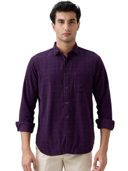 Raymond - Purple Pure Cotton Full Sleeves Pure Cotton Regular Fit Checks Shirt