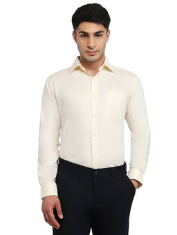Raymond - Yellow Pure Cotton Full Sleeves Pure Cotton Regular Fit Solid Shirt
