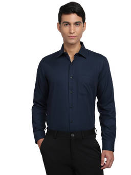 Raymond - Blue Pure Cotton Full Sleeves Pure Cotton Regular Fit Printed Shirt
