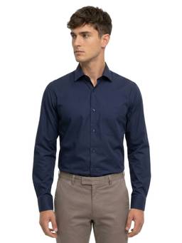 Raymond - Navy Blue Pure Cotton Full Sleeves Pure Cotton Regular Fit Printed Shirt
