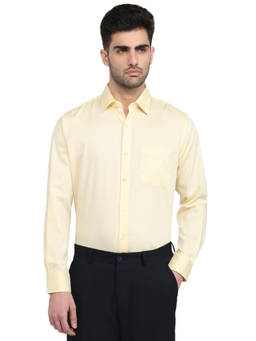 Raymond - Yellow Pure Cotton Full Sleeves Pure Cotton Tailored Fit Solid Shirt