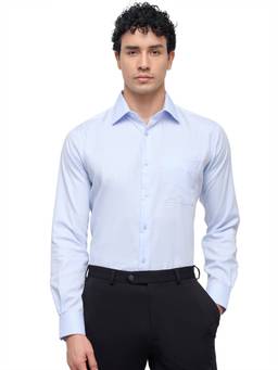 Raymond - Blue Pure Cotton Full Sleeves Pure Cotton Slim Fit Checks Shirt