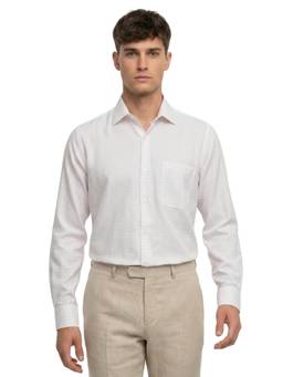 Raymond - White Pure Cotton Full Sleeves Pure Cotton Regular Fit Checks Shirt