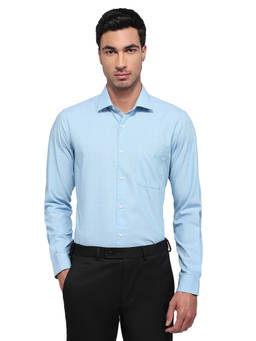 Raymond - Blue Pure Cotton Full Sleeves Pure Cotton Regular Fit Solid Shirt