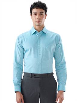 Raymond - Blue Pure Cotton Full Sleeves Pure Cotton Slim Fit Checks Shirt