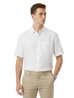Raymond - White Linen Half Sleeves Linen Regular Fit Solid Shirt