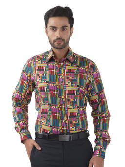 Raymond - Multi-Color Pure Cotton Full Sleeves Pure Cotton Regular Fit Printed Shirt
