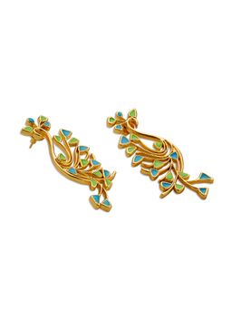 Dhwani Bansal - Earrings In 22K Gold Plated Brass With Turquoise And Lime Enamel