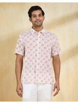 Fabindia - White Cotton Hand Block Printed Shirt