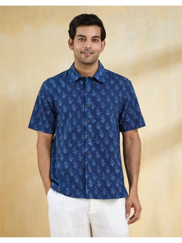 Fabindia - Indigo Cotton Dabu Printed Regular Shirt