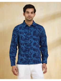 Fabindia - Indigo Cotton Dabu Printed Regular Shirt