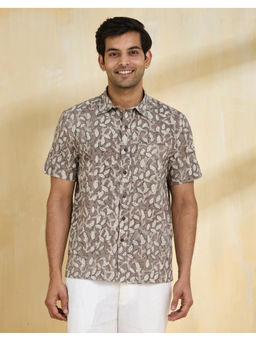 Fabindia - Brown Cotton Dabu Printed Regular Shirt