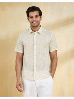 Fabindia - Yellow Cotton Hand Block Printed Regular Shirt