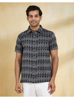Fabindia - Black Cotton Ikat Regular Shirt