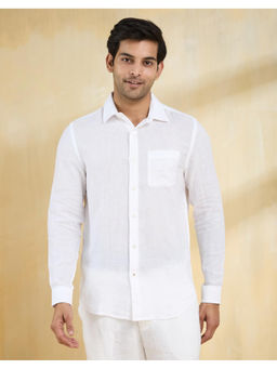 Fabindia - White Linen Slim Fit Shirt