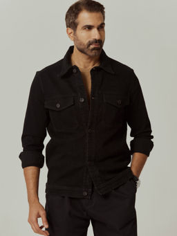 Andamen - Casual Men Cotton Lycra Solid Black Regular Fit Shirt