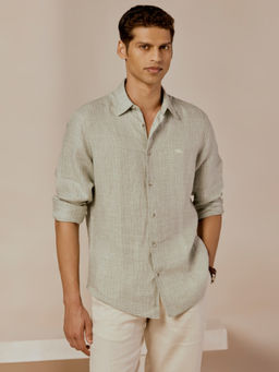 Andamen - Casual Men Linen Texture Grey Slim Fit Shirt