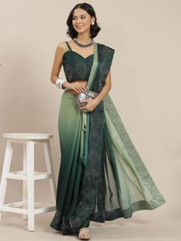 Odette - Green Designer Ombre Coloured Art Silk Saree with Unstitched Blouse