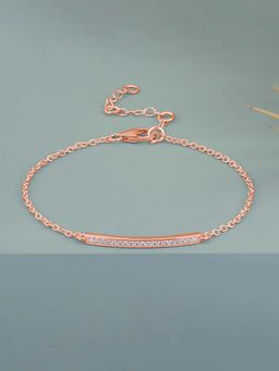 Ornate Jewels - 925 Silver 18K Rose Gold American Diamond Trendy Bracelet for Women and Girls