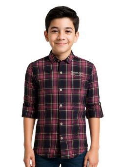 CAVIO - Maroon Checks Regular Fit Shirt