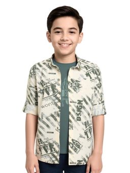 CAVIO - Green Typography Regular Fit Shirt and T-shirt