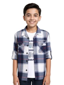 CAVIO - Blue Checks Regular Fit Shirt and T-shirt